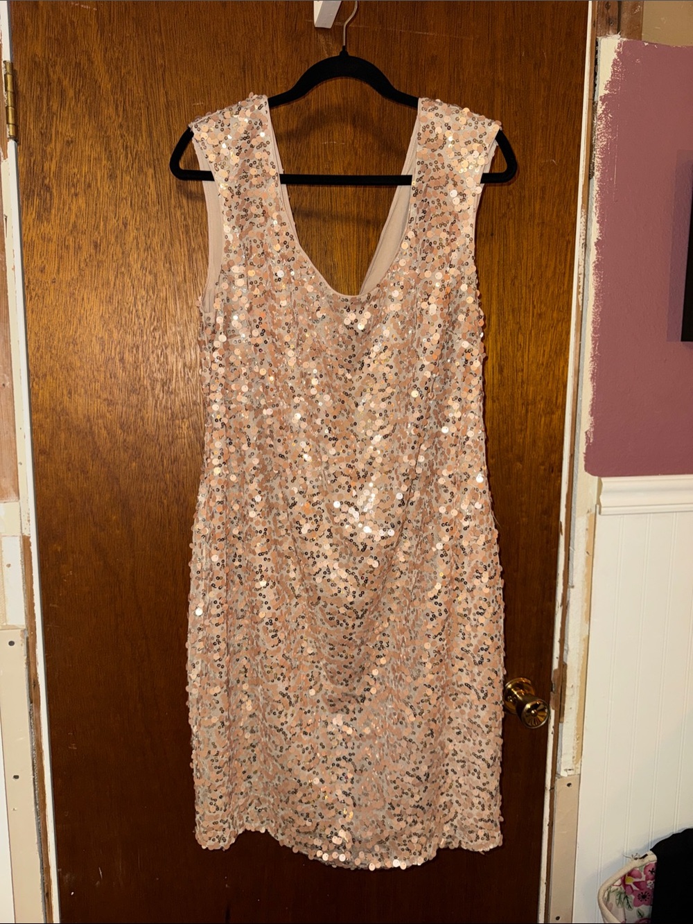 Monif C. Blush Sequin Mini Dress